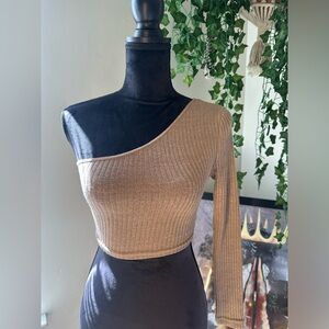 One-Shoulder Ribbed Knit Top